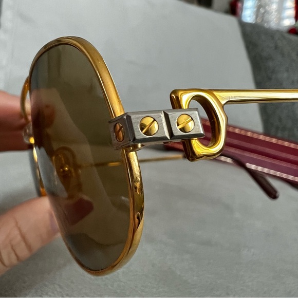 (SOLD)Rare Cartier Santos 24K Gold-plated Aviator Sunglasses (Vintage) - Picture 5 of 16